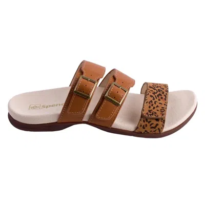Revitalign Spenco  Orchid Sandal Women Saddle Cheetah Open Toe Slide Htat1407 In Brown