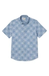 Reyn Spooner Pua Patchwork Tailored Fit Floral Short Sleeve Button-down Shirt In Infinity Blue