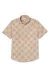 Reyn Spooner Pua Patchwork Tailored Fit Floral Short Sleeve Button-down Shirt In Toast