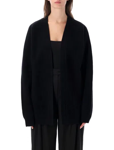Rhea Women's Ribbed Open-front Longline Cardigan In Nero
