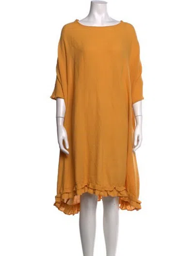 Pre-owned Rhode Crew Neck Midi Length Dress In Yellow