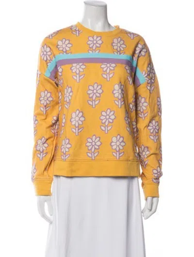 Pre-owned Rhode Floral Print Crew Neck Sweater In Blue/neutrals/purple