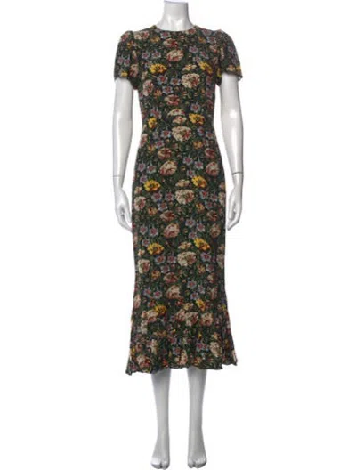 Pre-owned Rhode Floral Print Midi Length Dress In Blue