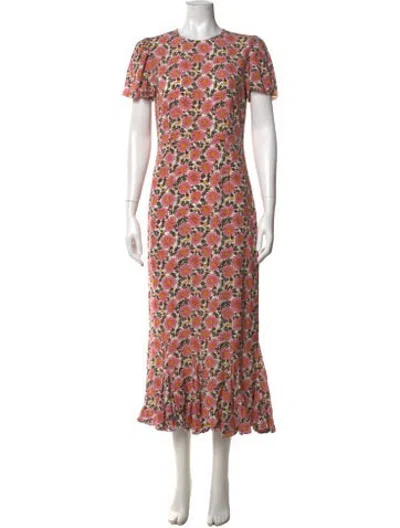 Pre-owned Rhode Floral Print Midi Length Dress In Multicolor