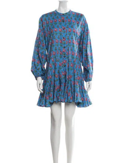 Pre-owned Rhode Floral Print Mini Dress In Blue