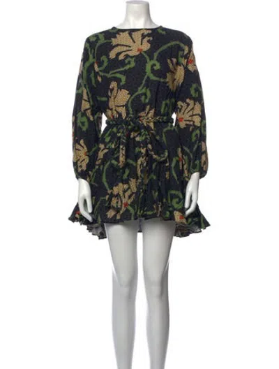 Pre-owned Rhode Floral Print Mini Dress In Green
