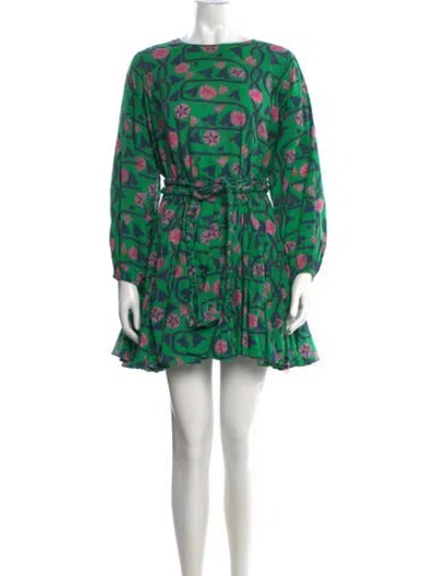 Pre-owned Rhode Floral Print Mini Dress In Green