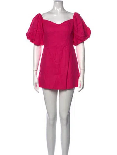 Pre-owned Rhode Linen Mini Dress In Pink
