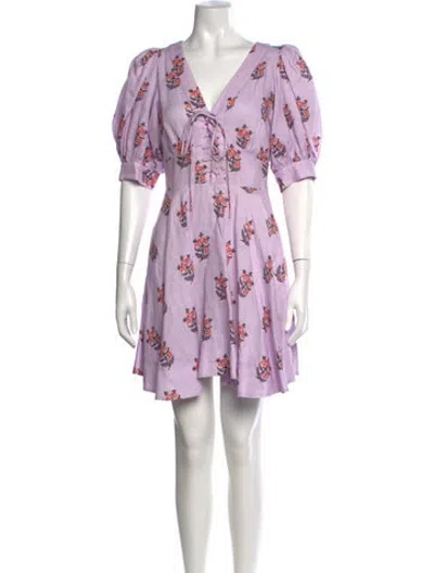 Pre-owned Rhode Linen Mini Dress In Purple