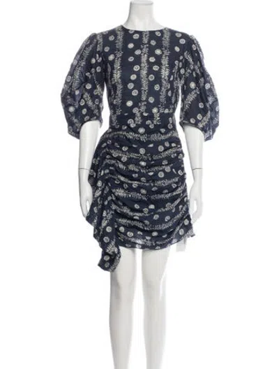 Pre-owned Rhode Printed Mini Dress In Blue