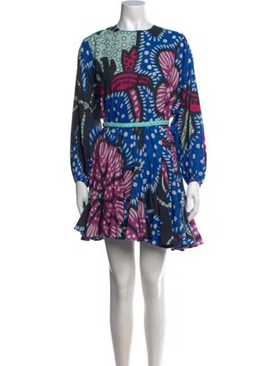 Pre-owned Rhode Printed Mini Dress In Blue/purple