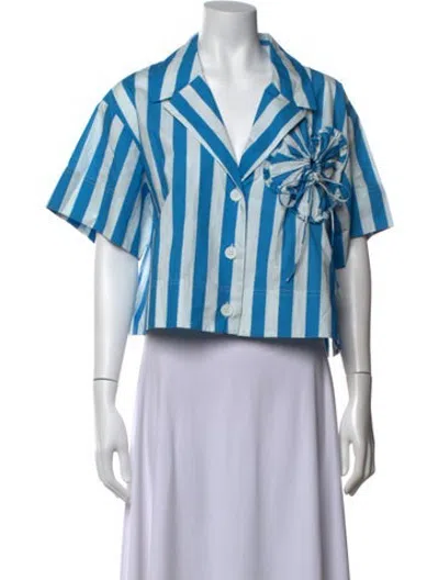 Pre-owned Rhode Striped Short Sleeve Top In Blue