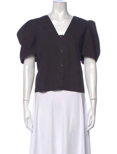 Pre-owned Rhode V-neck Short Sleeve Top In Black