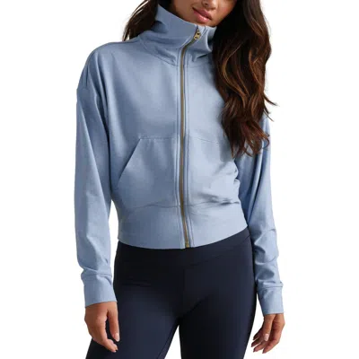 Rhone Atmosphere Crop Zip Sweatshirt In Blue