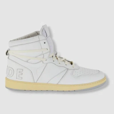 Pre-owned Rhude $670  Men White Rhecess Tricolor Leather High-top Sneaker Shoes Size 10