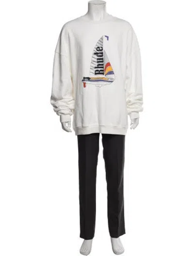 Pre-owned Rhude Graphic Print Crew Neck Sweatshirt In Neutrals