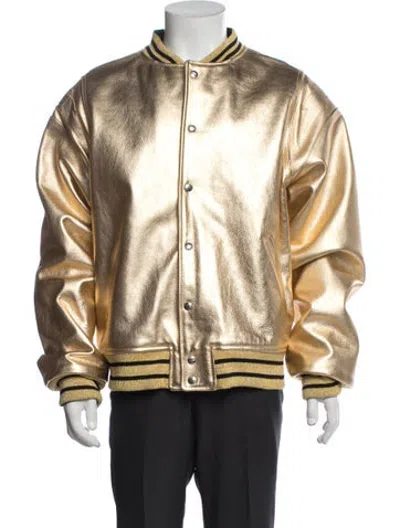 Pre-owned Rhude Lambskin Bomber Jacket In Yellow