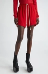 Rick Owens Drawstring Step Hem Boxer Shorts In Cardinal Red