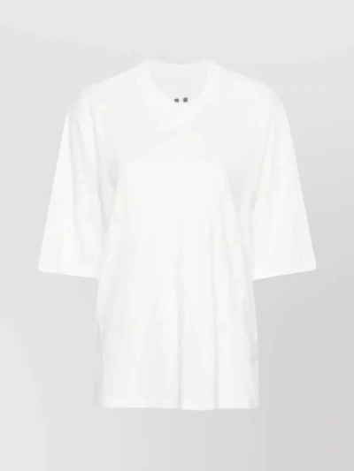 Rick Owens Drkshdw Cotton T-shirt With Drawstring Waist And Oversized Fit In White