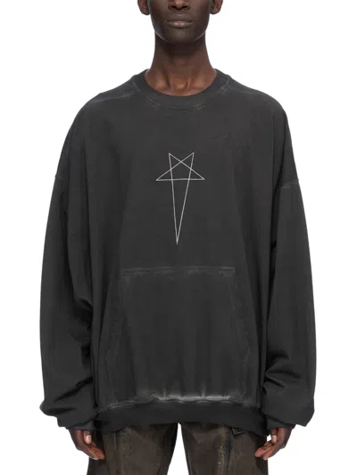 Rick Owens Drkshdw Oversized Crewneck Sweatshirt With Geometric Star Design In Multi