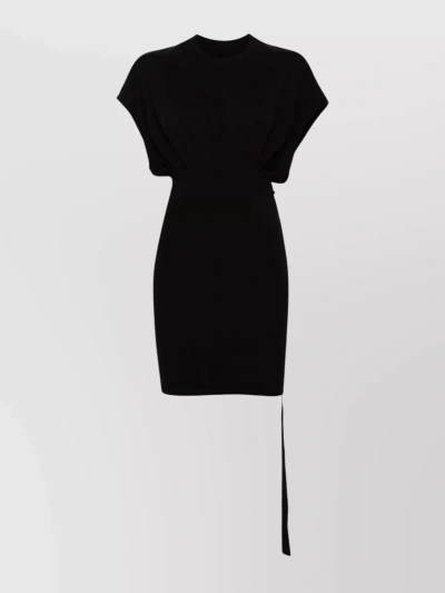 Rick Owens Drkshdw Tank Dress With Slit And Gathered Waist In Black
