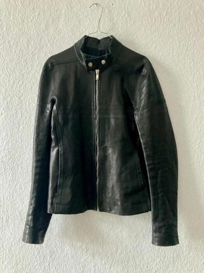 Pre-owned Rick Owens Fw12 Horse Leather "rover" Biker Jacket In Black