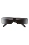 Rick Owens Gethshades Rectangular Shield Sunglasses In Black Temple/black Lens