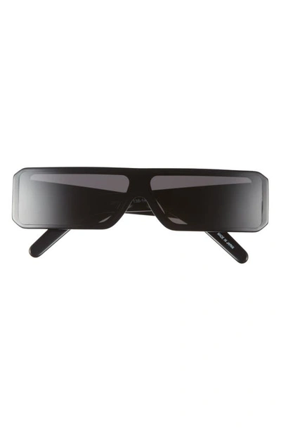 Rick Owens Gethshades Rectangular Shield Sunglasses In Black Temple/black Lens