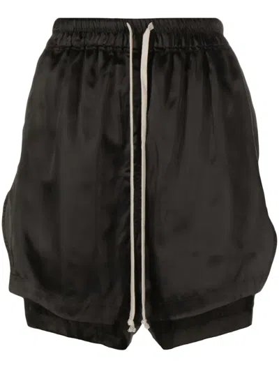 Rick Owens High-low Drawstring Shorts In Black