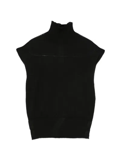 Rick Owens High-neck Knitted Vest In Black