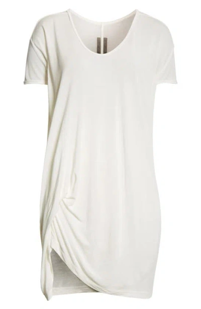 Rick Owens Hiked Asymmetric Drape Detail Jersey T-shirt In Milk