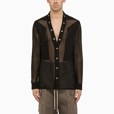 Rick Owens Larry Fogpocket Black Silk Shirt Men