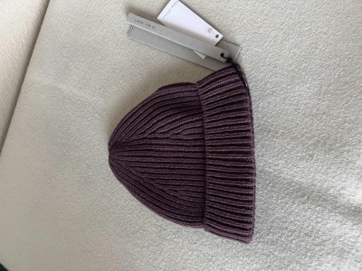 Pre-owned Rick Owens Luxor Cashmere Ribbed Beanie In Amethyst
