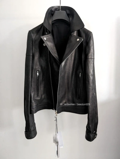 Pre-owned Rick Owens New Leather Dracubiker Biker Jacket Ss23 In Black