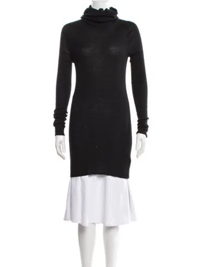 Pre-owned Rick Owens Virgin Wool Cowl Neck Tunic In Black