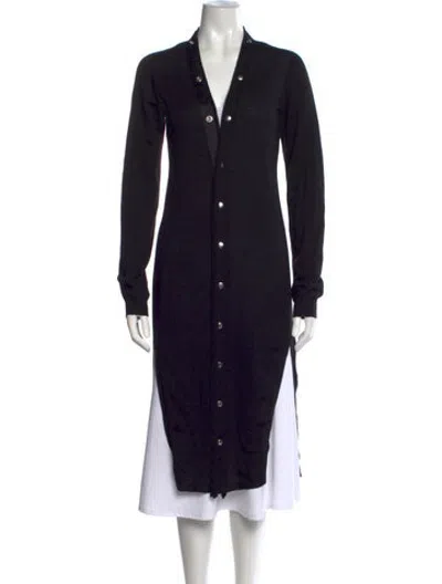 Pre-owned Rick Owens Virgin Wool Open Front Sweater In Black