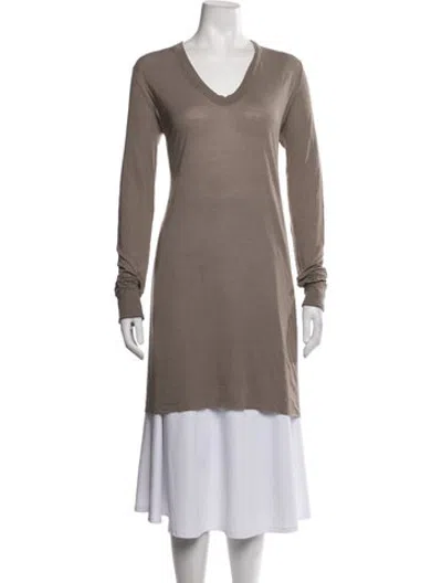 Pre-owned Rick Owens V-neck Long Sleeve Tunic In Neutrals
