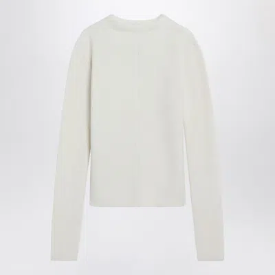 Rick Owens White Ribbed Alpaca Blend Sweater