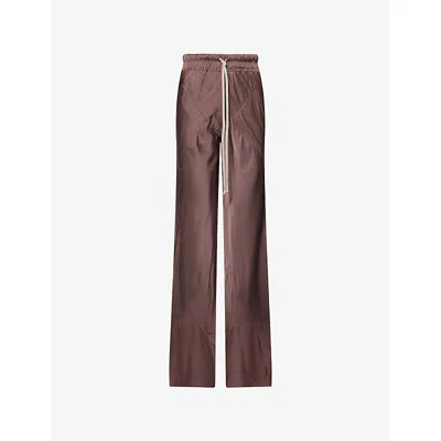 Rick Owens Womens Drawstring-waist Patch-pocket Satin Trousers Grape In Purple