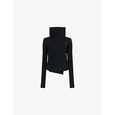 Rick Owens Womens  Asymmetrical-zip Long-sleeve Cady-crepe Biker Jacket In Black