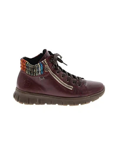 Pre-owned Rieker Ankle Boots In Burgundy