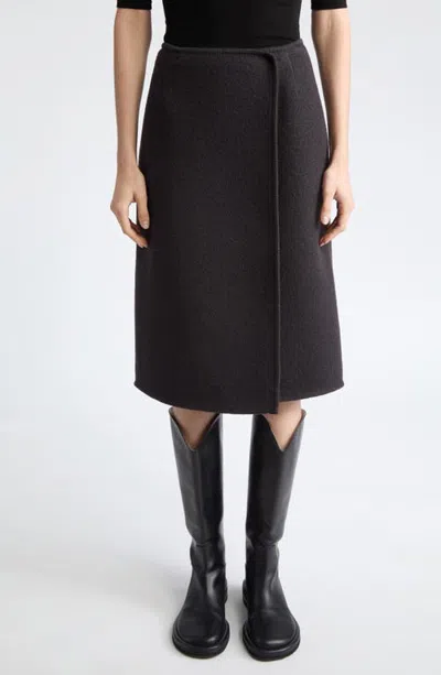 Rier Walker Wool Wrap Skirt In Charbon Felted