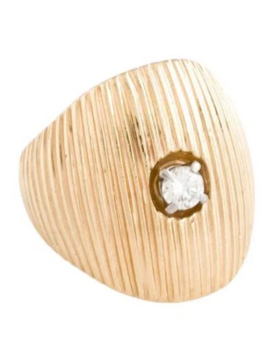 Pre-owned Ring 14k Diamond Ribbed Cocktail  In Multicolor