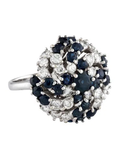 Pre-owned Ring 18k Sapphire & Diamond Cocktail  In Multicolor