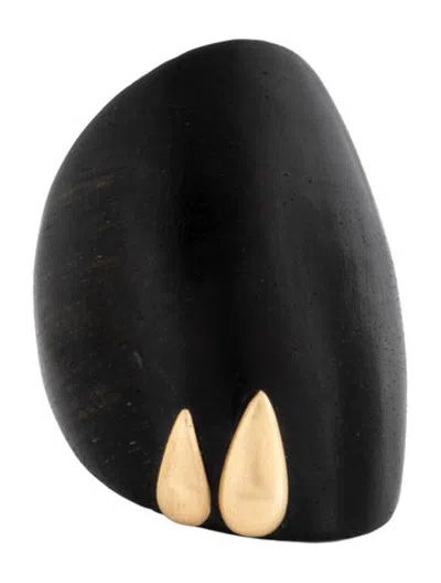 Pre-owned Ring Micheletto 18k Wood Teardrop Cocktail In Black