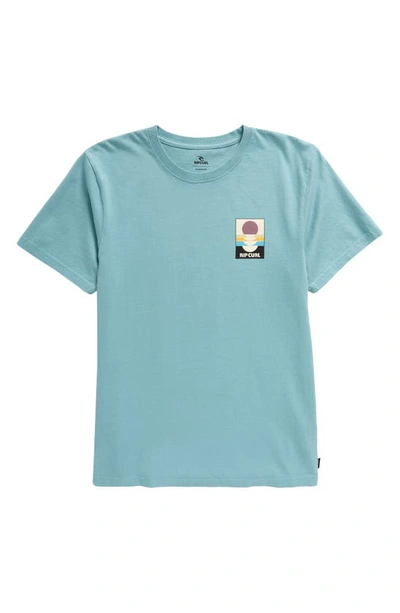 Rip Curl Kids' Surf Revival Peaking Graphic T-shirt In Dusty Blue