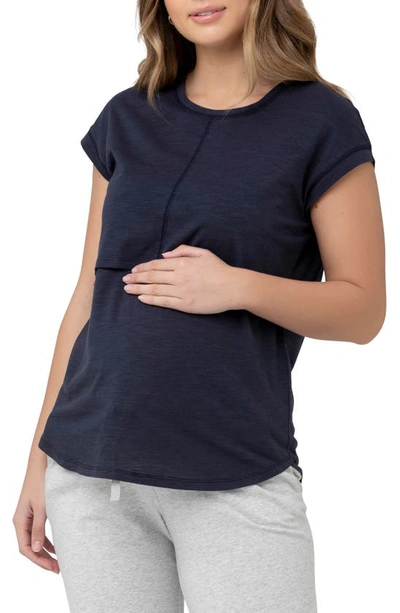 Ripe Maternity Richie Nursing Shirt In Indigo