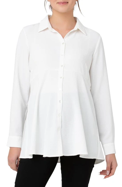 Ripe Maternity Tina Maternity/nursing Peplum Shirt In White