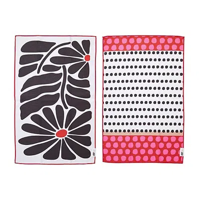 Ritz Microfiber Waffle Flower & Dots 2-pc. Kitchen Towel In Multiple Colors