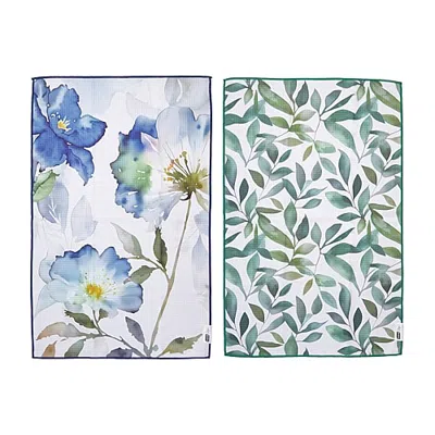 Ritz Microfiber Waffle Flower Trio & Leaf 2-pc. Kitchen Towel In Multiple Colors